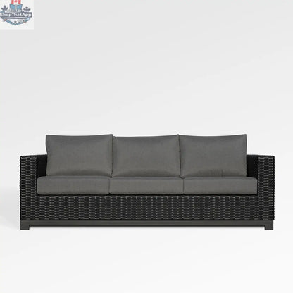 Enclover Trillium sofa with Sunbrella cushions, showcasing plush seating and stylish design for comfortable living space.