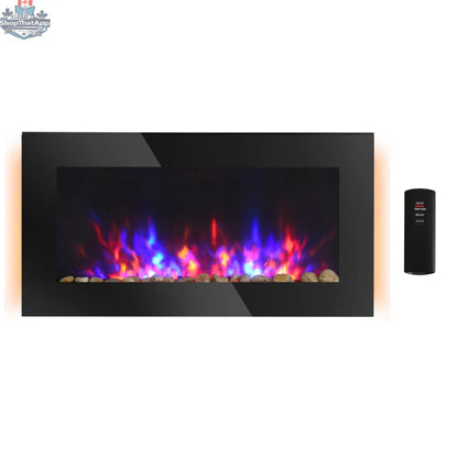 SLOTH Nation Marley electric fireplace heater, 36-inch freestanding and wall-mounted with eco mode, modern home décor fireplace