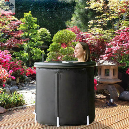 Large size EX-STOCK Canada ice bath tub with cover, portable cold plunge tub, folding ladder, ideal for athlete recovery, 33x33x30 inches