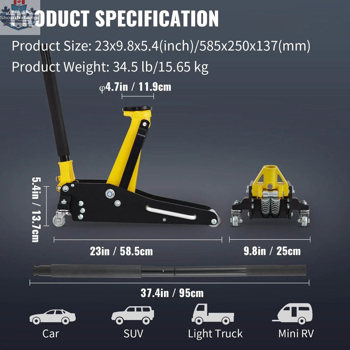 Aluminum steel 1.5 ton low profile racing car jack with dual lift mechanism, compact and durable for vehicle maintenance.