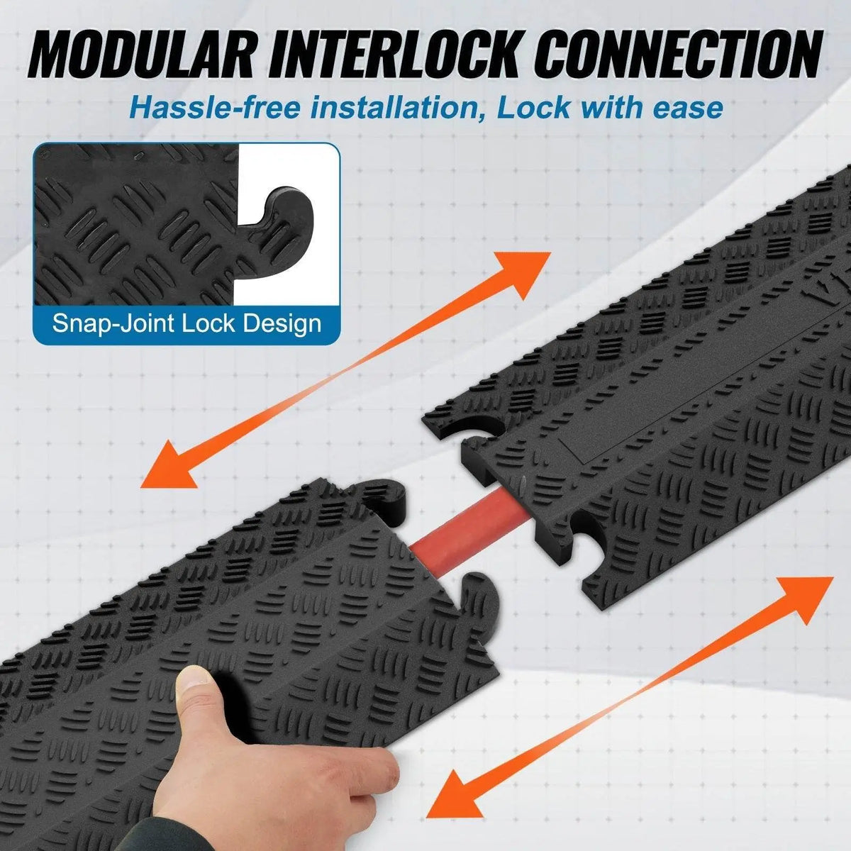 Black 39-inch speed bump hose protector ramp for 2000 lbs cables and cords, designed by EX-STOCK Canada.