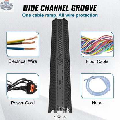 Black 39-inch speed bump hose protector ramp for cables and cords, suitable for 2000 lbs, by EX-STOCK Canada.
