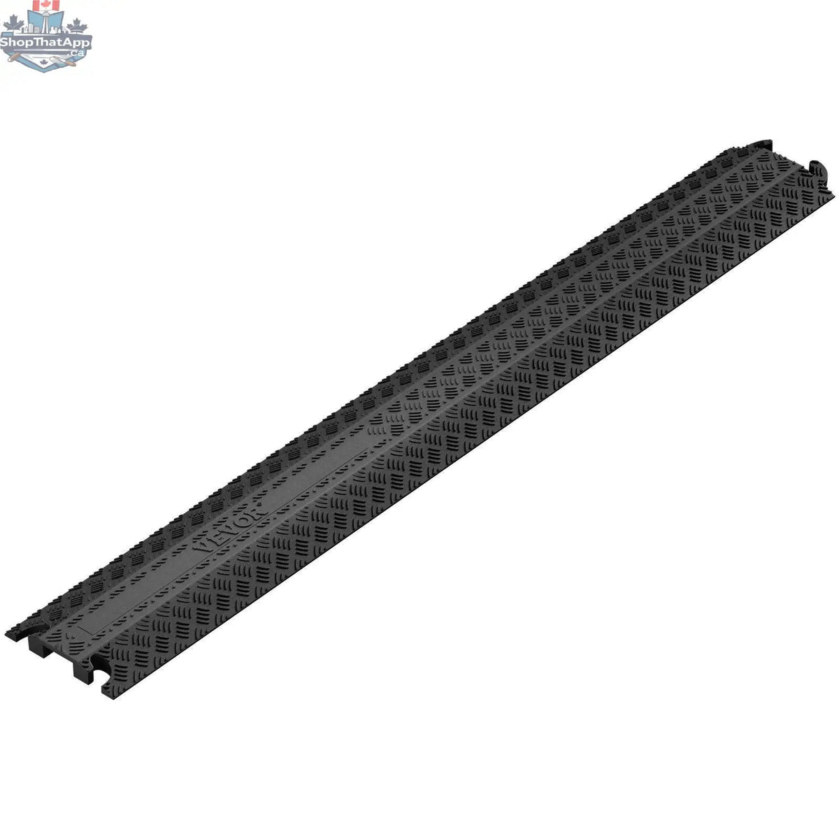 Black 39-inch speed bump hose protector ramp by EX-STOCK Canada for 2000 lbs cables and cords, with durable rubber surface.