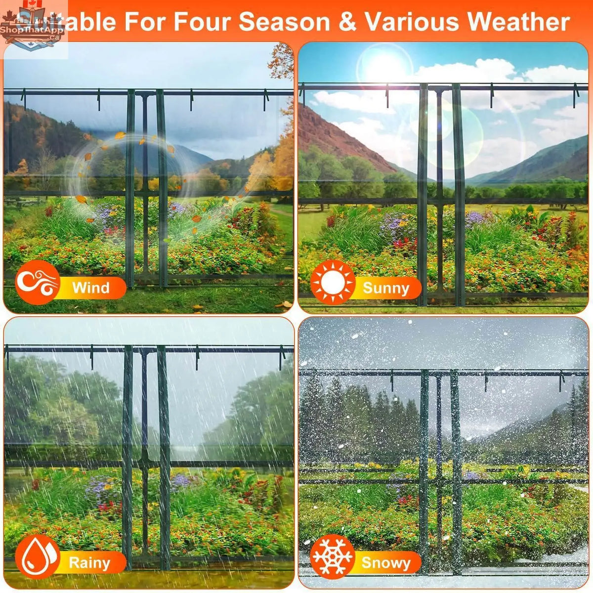 Portable mini greenhouse with waterproof UV-resistant PVC cover, roll-up zipper doors, ideal for indoor or outdoor gardening.