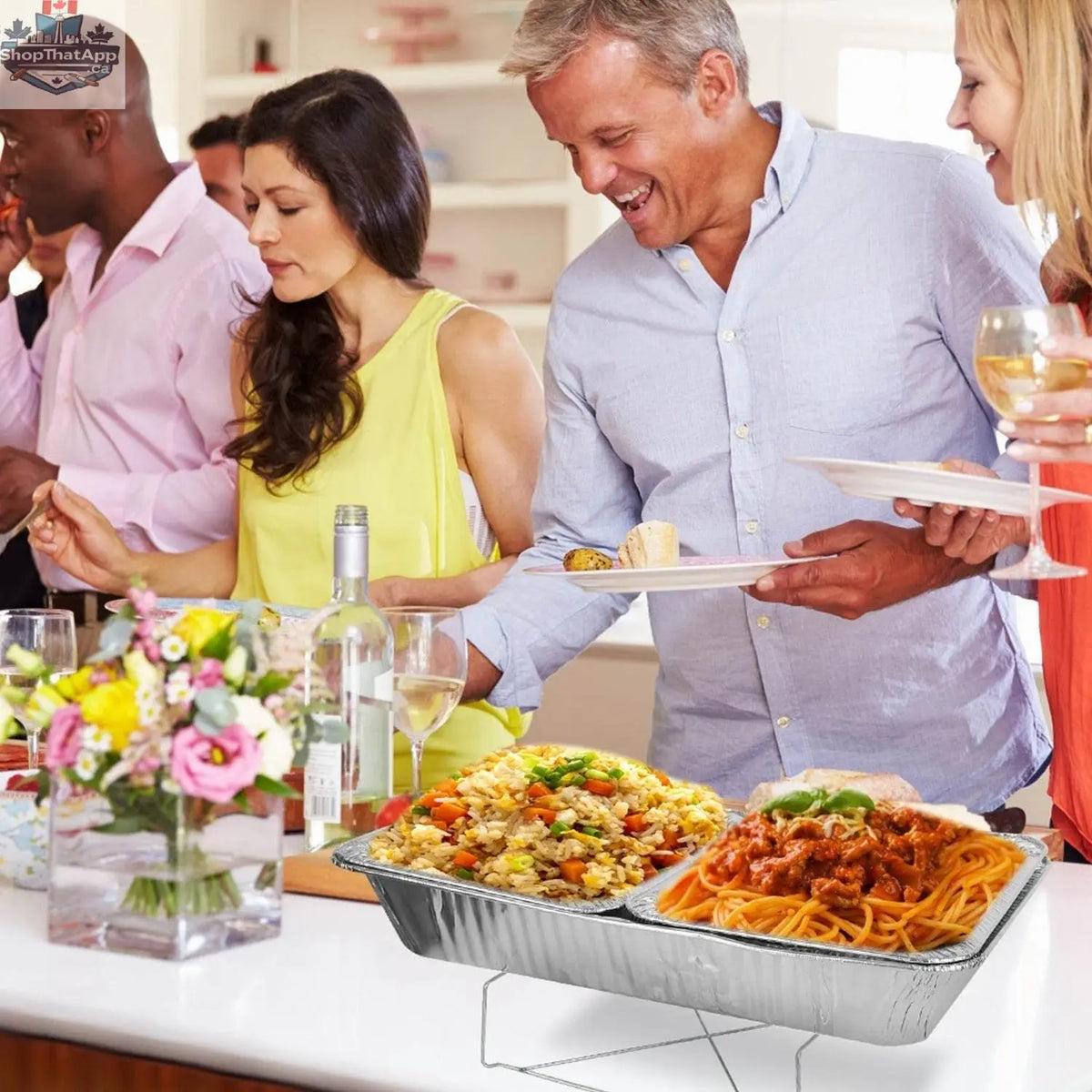 Set of 42 disposable chafing dish buffet set with covers, utensils, and lids for catering and events, by EX-STOCK Canada.