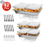Set of six disposable chafing dishes with covers, utensils, and lids for catering, buffet, and event serving by EX-STOCK Canada.