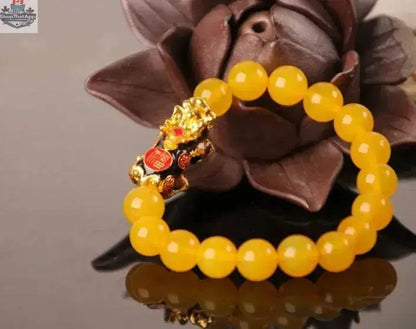 Gold plated PiXiu bracelet with crystal beads, stylish jewelry from EX-STOCK Canada, featuring intricate 3D design.