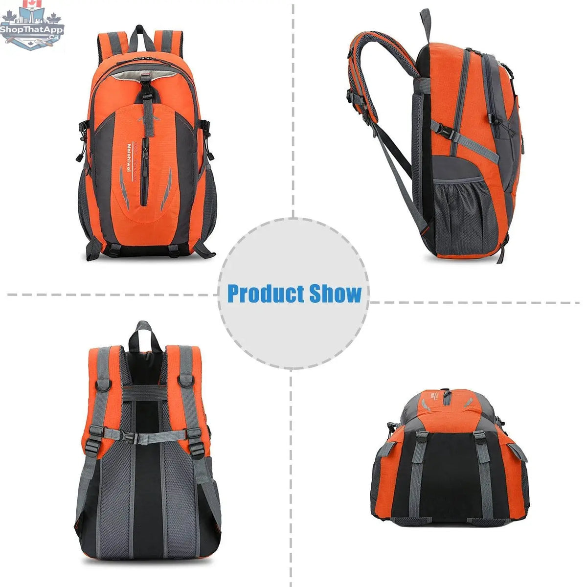 Waterproof 36L outdoor backpack or daypack knapsack by EX-STOCK Canada, showing the durable, water-resistant design and adjustable straps.