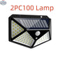 Outdoor 100 LED solar wall light by EX-STOCK Canada illuminating garden, corridor, and courtyard with energy-efficient LED lighting.