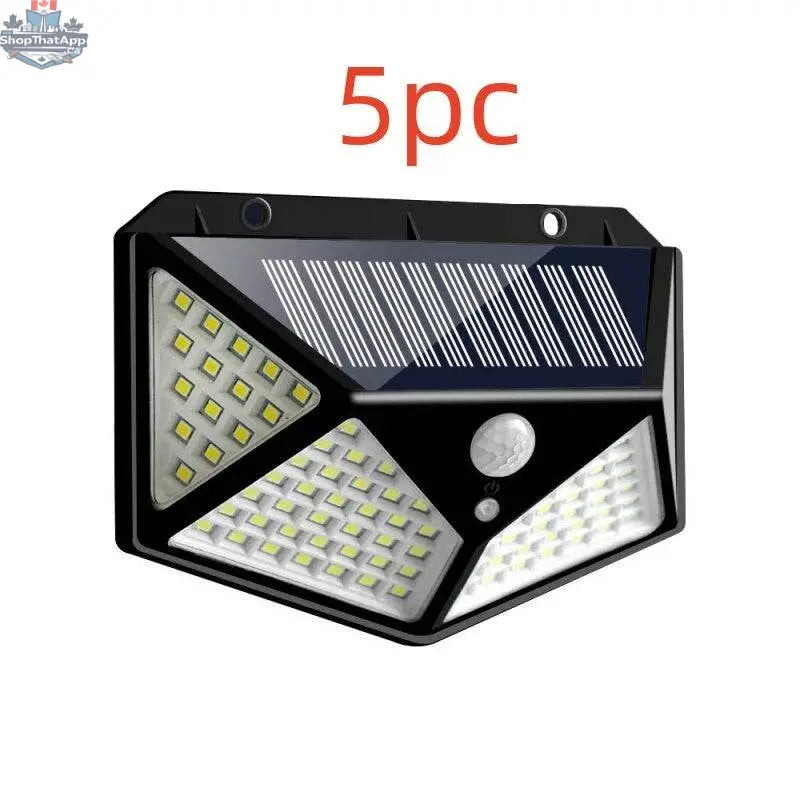 EX-STOCK Canada 100LED solar wall LED light for outdoor, garden, corridor, and courtyard lighting on a wall.