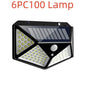 Outdoor 100 LED solar wall light by EX-STOCK Canada illuminating garden, corridor, and courtyard areas.