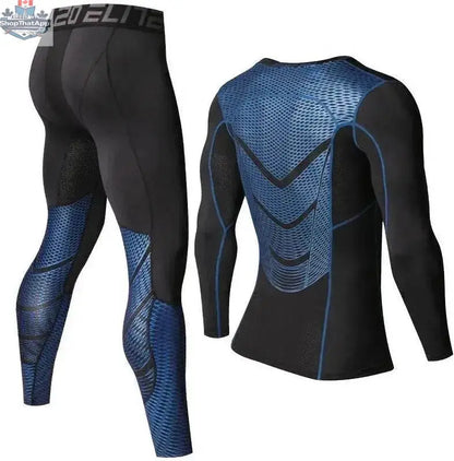Men's training sportswear set by EX-STOCK Canada, includes workout tops and shorts designed for active performance.