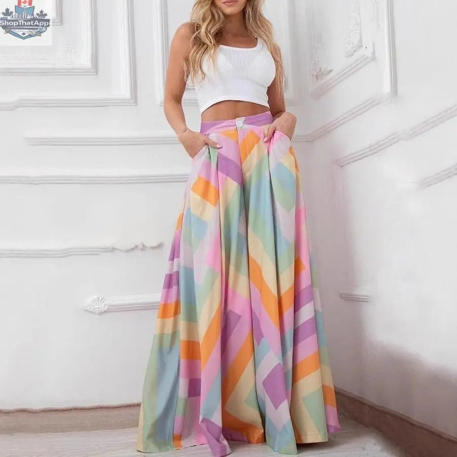 Solid-color High-waisted Wide-leg Pants For Women - Shopthatapp.ca