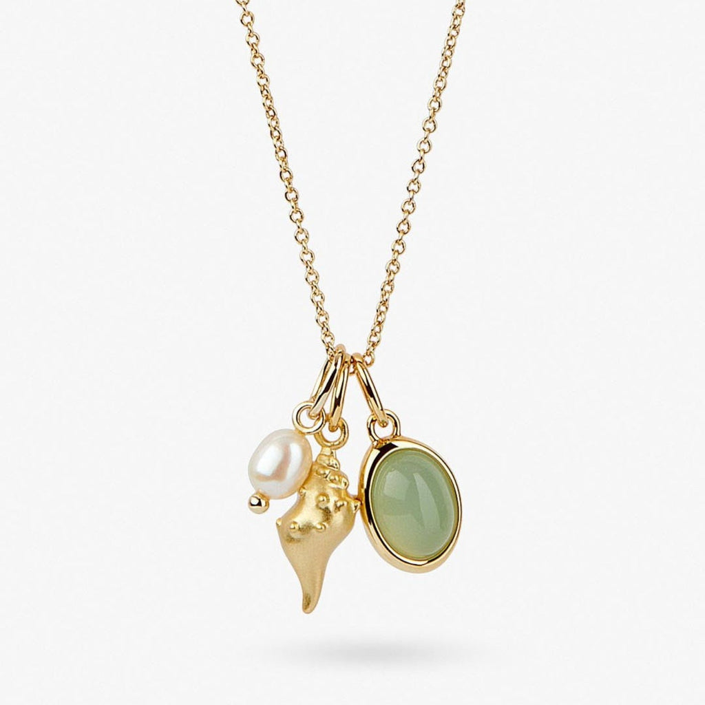 14K Gold-Plated Conch Pendant Necklace with Natural Crystal - Shopthatapp.ca