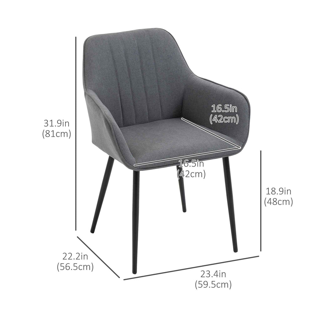 Robbie Dining Chairs Set of 2 with Armrest-Dark Grey