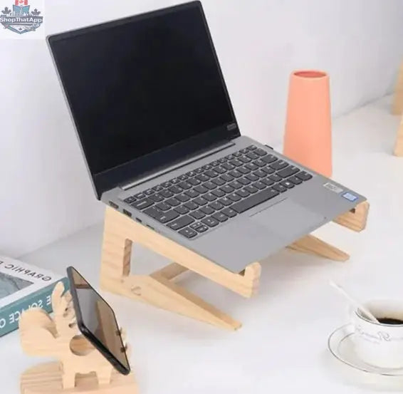 Wooden Laptop Phone Stand - Shopthatapp.ca