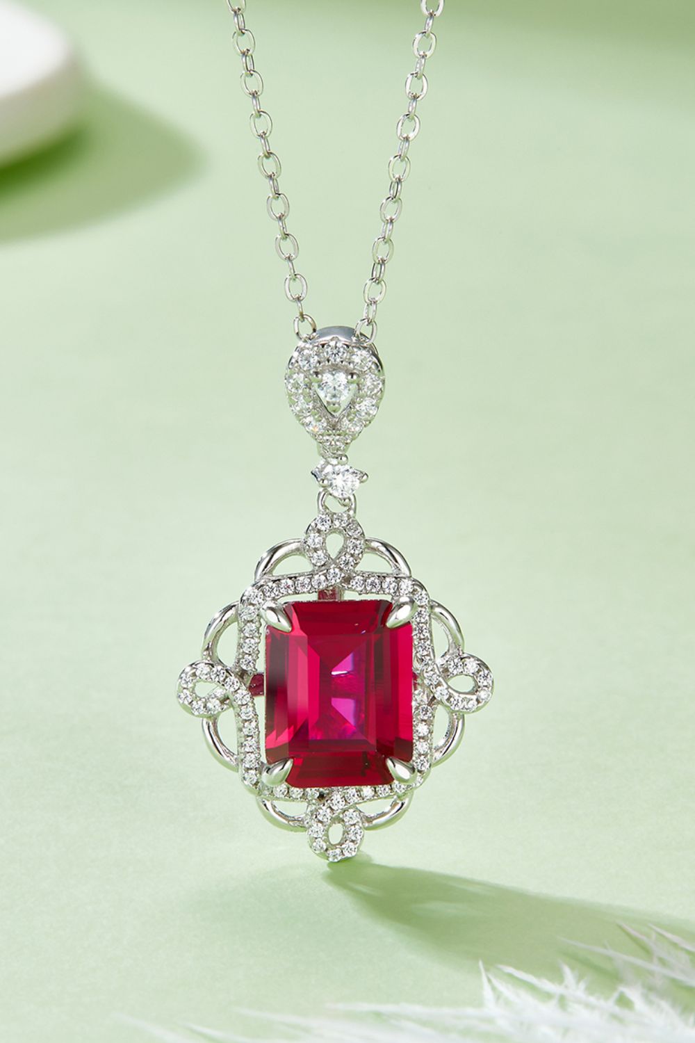 925 Sterling Silver Ruby Necklace - Elegant Pendant Design - Shopthatapp.ca