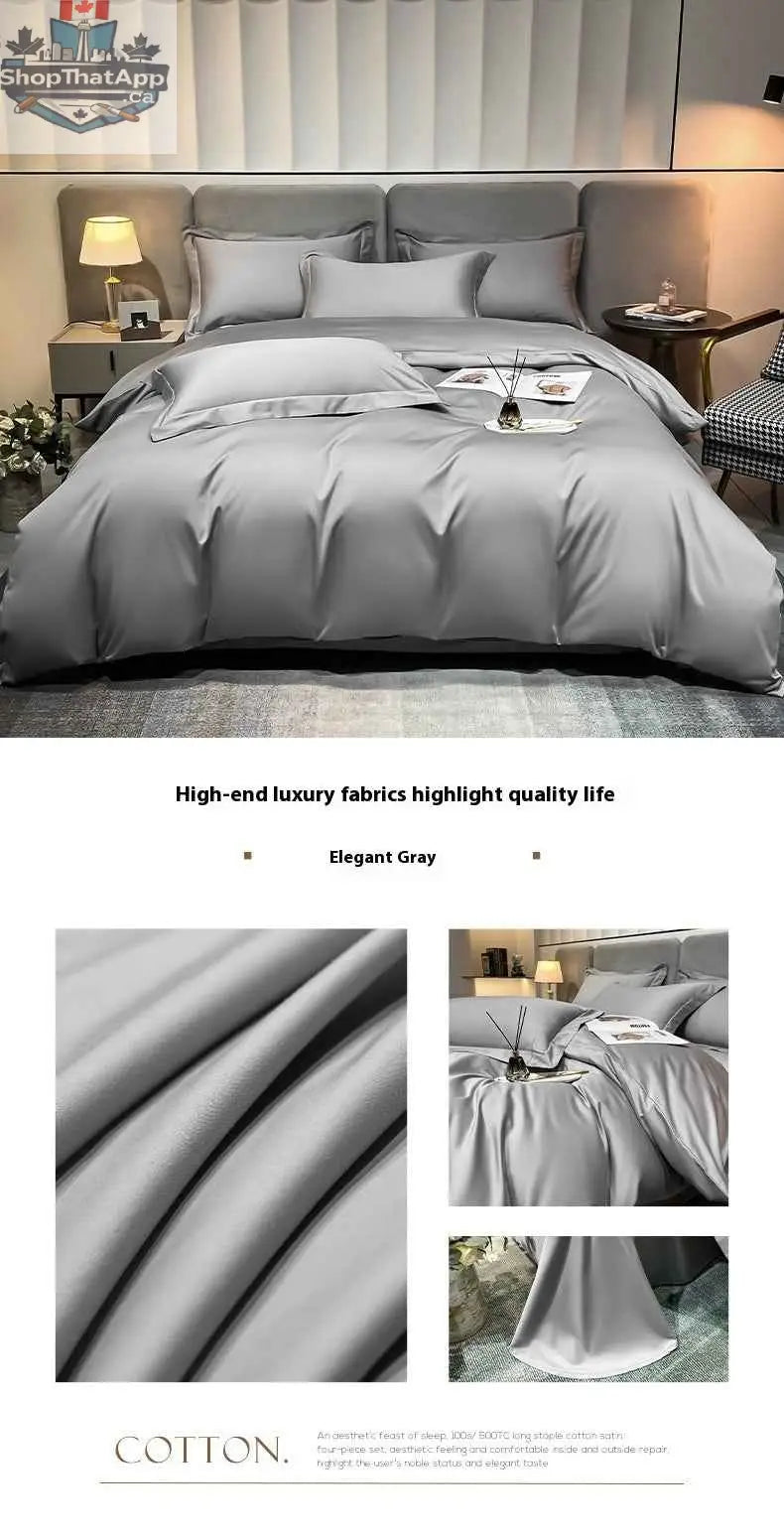 Egyptian cotton satin sheet set by SLOTH Nation, showcasing smooth, luxurious bedding with long-staple fabric and breathable comfort.