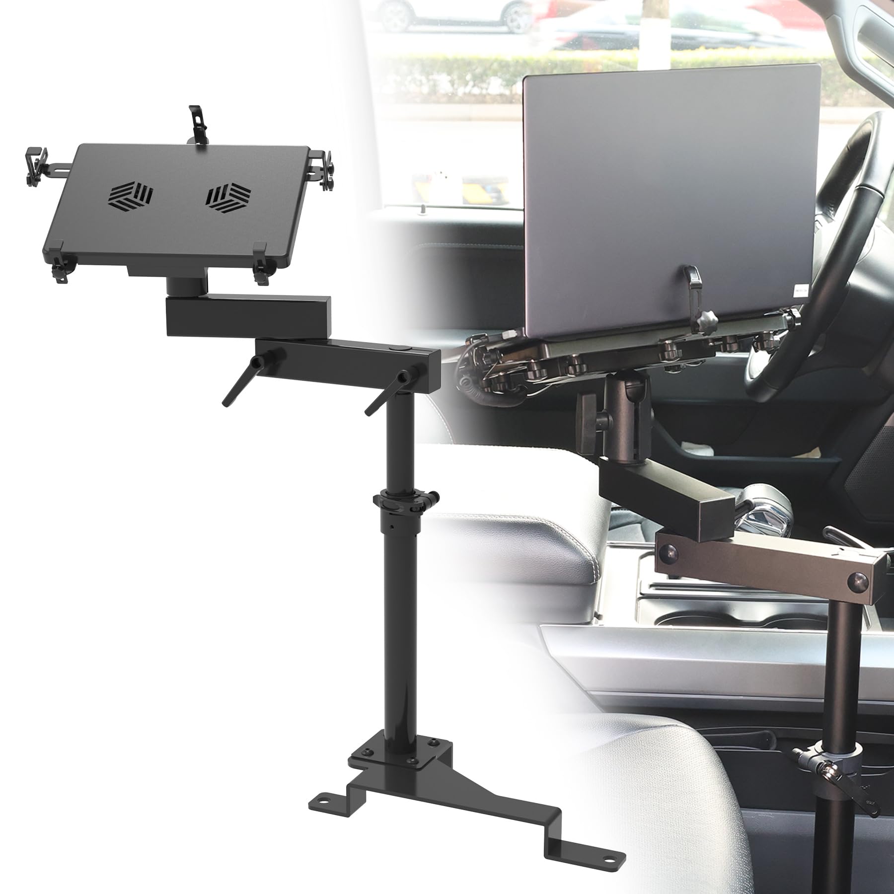 MELIPRON Truck Laptop Mount Fit for Ford F150 250 350 No-Drill Computer Mount Stand for Laptops Up to 17"