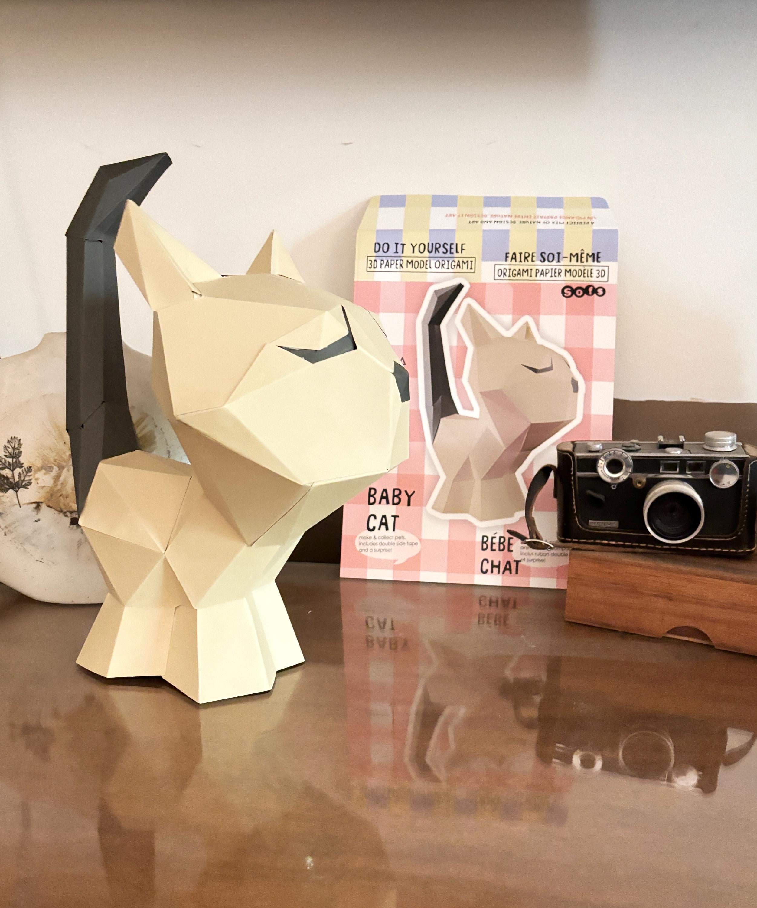 DIY baby Cat 3D Origami paper model Kit - Www.Shopthatapp.ca