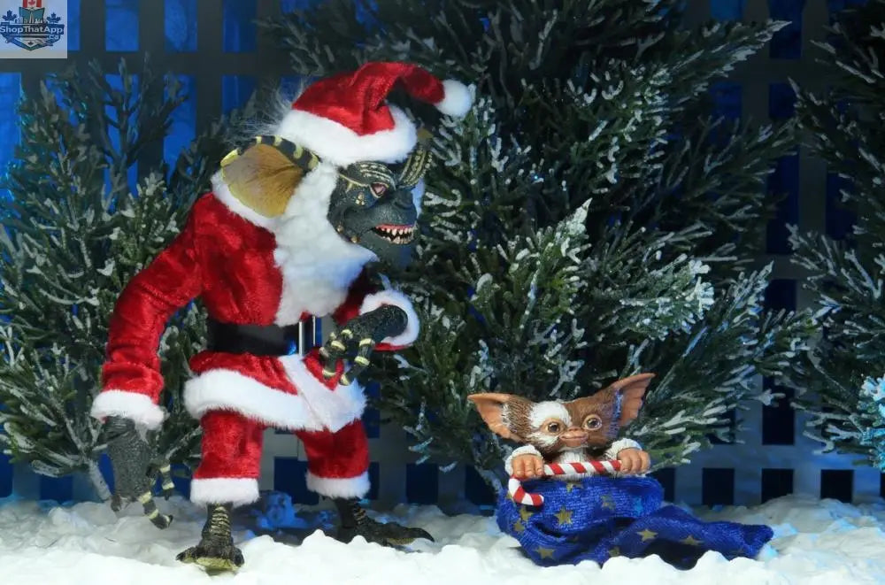 Toy Snowman Neca Gremlins action figure two-pack featuring Gizmo and Santa Stripe figures, detailed collectible toys in vibrant poses.