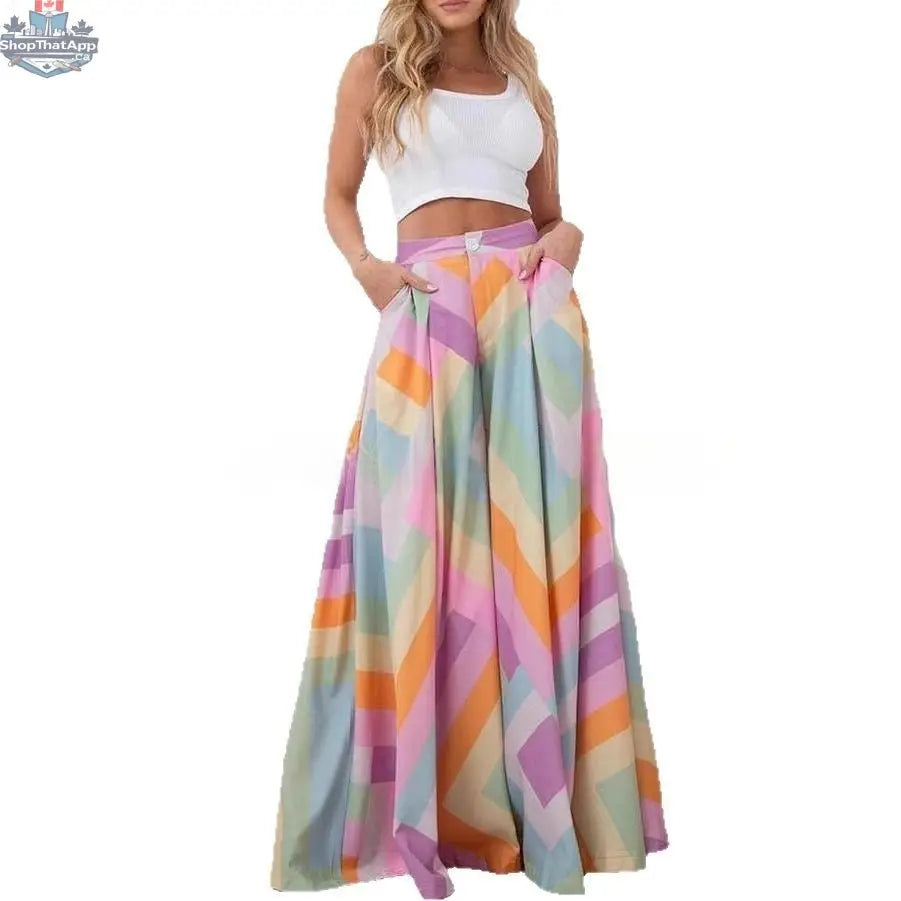 Solid-color High-waisted Wide-leg Pants For Women - Shopthatapp.ca