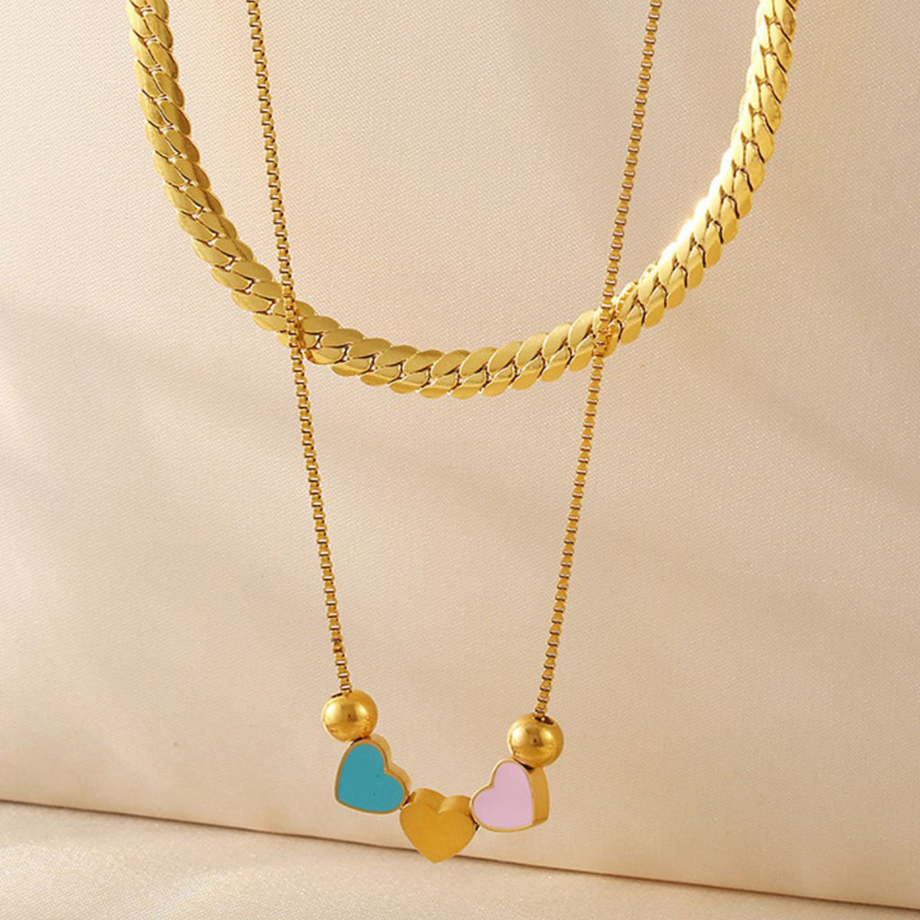 18K Gold-Plated Heart Necklace - Double Layered Design - Shopthatapp.ca