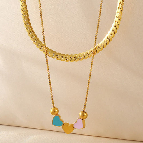 18K Gold-Plated Heart Necklace - Double Layered Design - Shopthatapp.ca