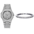 Elevate Your Style with Our Silver Tennis Bracelet and Watch Set