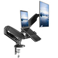 WALI Laptop Mount for Desk Laptop Arm Mount for 17"-32”Computer Screen and 11.6" - 17.3" NotebookDual Monitor Mount Holds up to 19.8lbs Laptop Tray Stand with Gas Spring Arm (GSMP002LP) Black