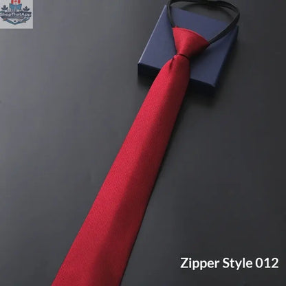 Mens Business Formal Zipper Tie With Blue Stripes - Shopthatapp.ca