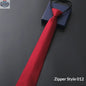 Mens Business Formal Zipper Tie With Blue Stripes - Shopthatapp.ca