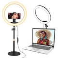 Sensyne 12” Desk Ring Light with Stand & Phone Holder for Computer LED Selfie Ring Light for Phone Photography Webcam Light for Laptop/Video Conference Lighting/Makeup/Live Streaming Black