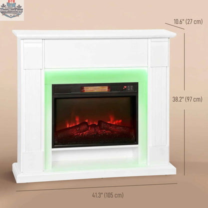 SLOTH Nation Aubrey 41-inch electric fireplace with white mantel and adjustable 3D flame effect for cozy home décor.