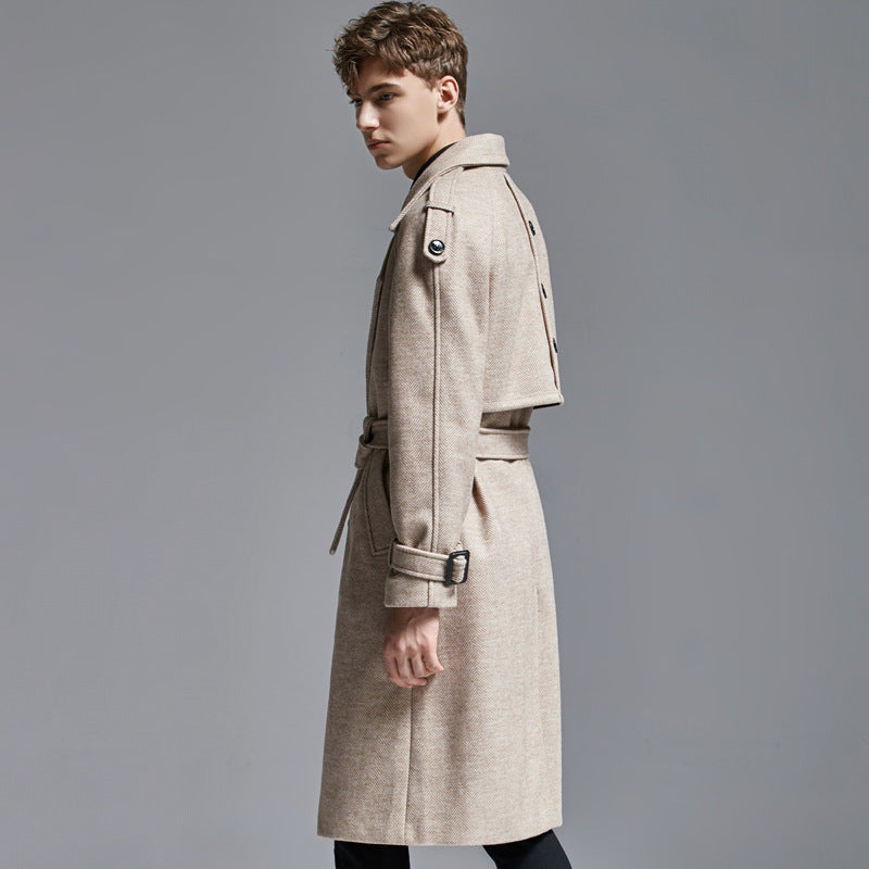 knee Herringbone Coat For Mens