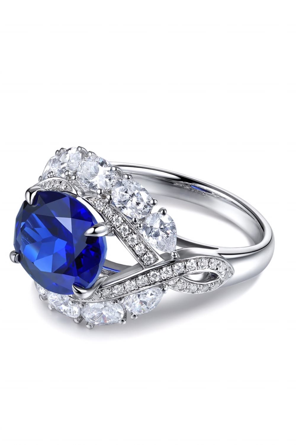 5 Carat Lab-Grown Sapphire Ring in Platinum-Plated Setting - Shopthatapp.ca
