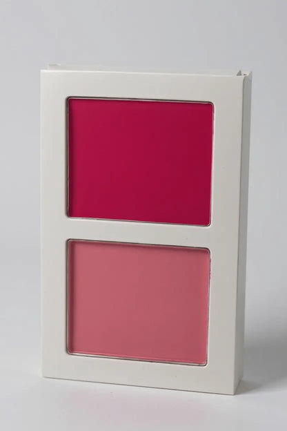 FencyGrace Blush Double Crémeux & Poudre kit featuring intense pigmented blush, rose lip gloss, and makeup tools.