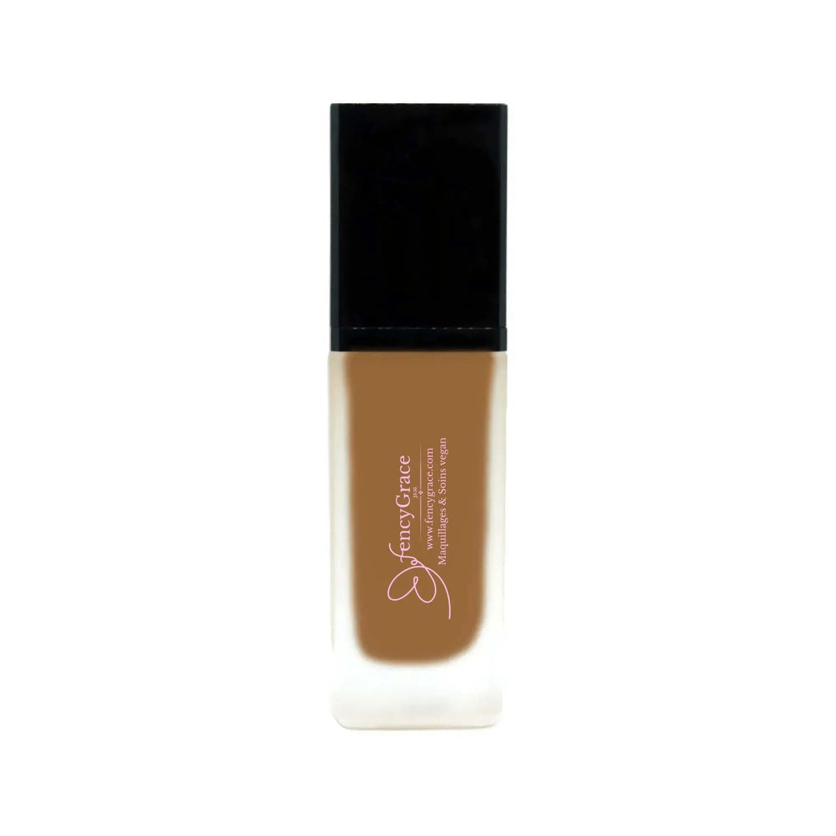 Vegan hydrating foundation FencyGrace Miriam 101, high-end makeup product for glowing, natural skin finish.