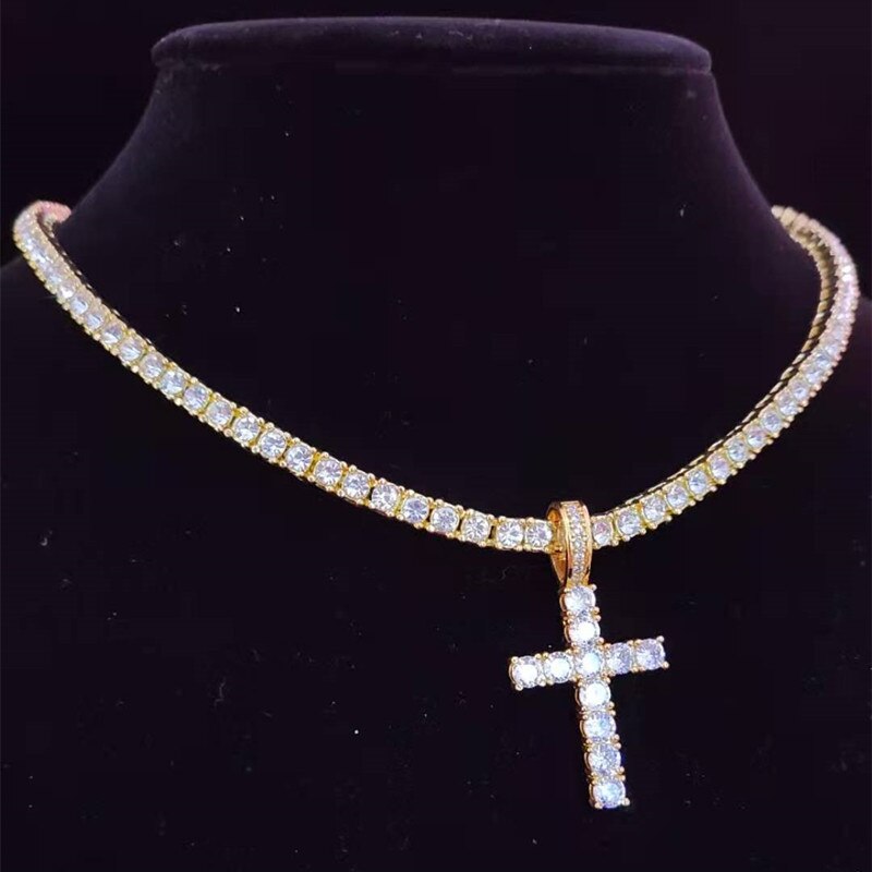 Elevate Your Style with Our Gold Cross Tennis Chain