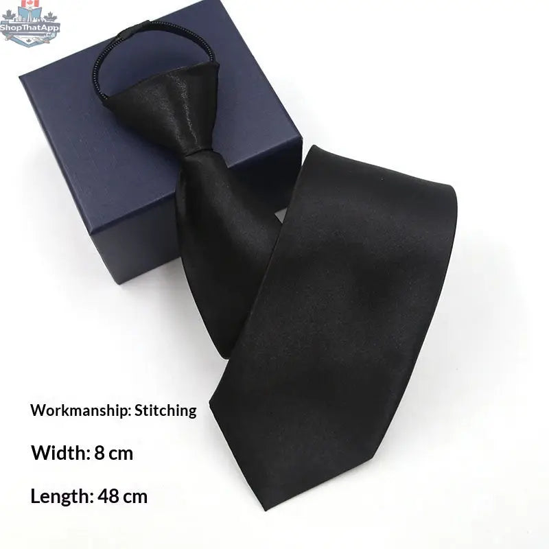 Mens Business Formal Zipper Tie With Blue Stripes - Shopthatapp.ca
