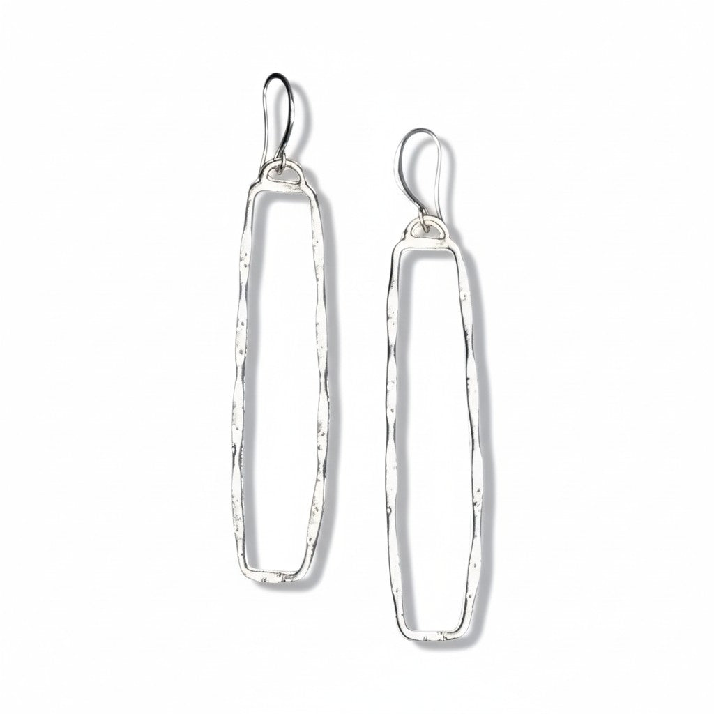 Rectangular Silver Drop Earrings - Elegant Silver Plate Design - Shopthatapp.ca