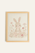 FLOWER BUNNY, Oeuvre sur toile rigide, encadré Naturel Clair (collective)