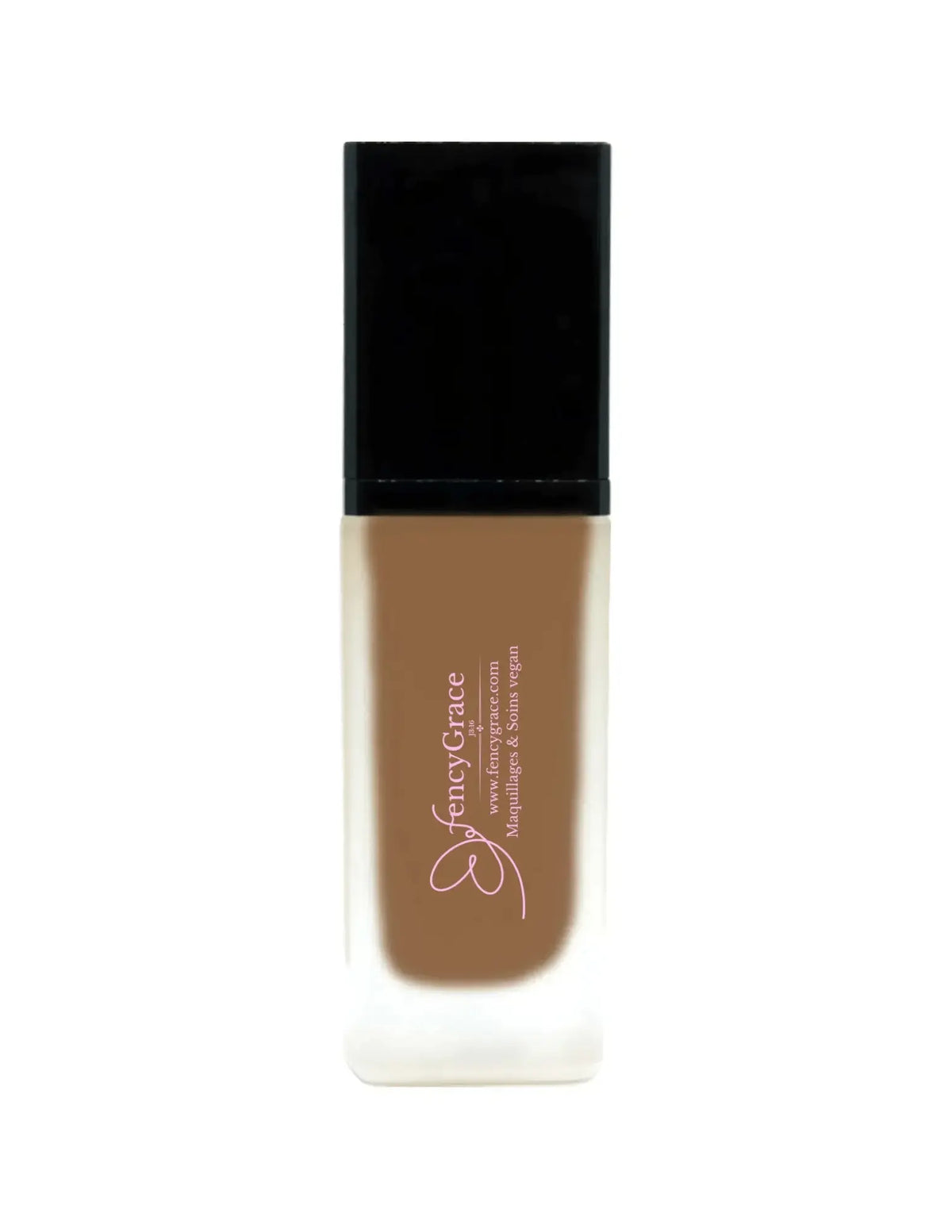 Vegan hydrating foundation FencyGrace in Brune 123 with natural coverage and luminous finish, long-lasting complexion.