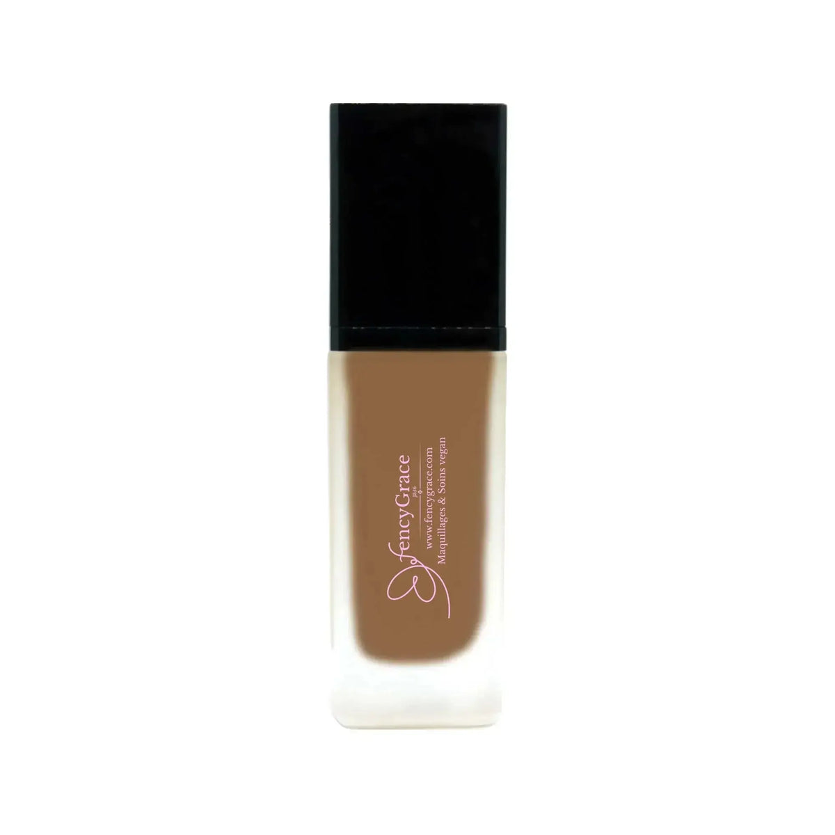 Vegan hydrating foundation FencyGrace in Brunette 123 with natural coverage and luminous finish, long-lasting for a radiant look.