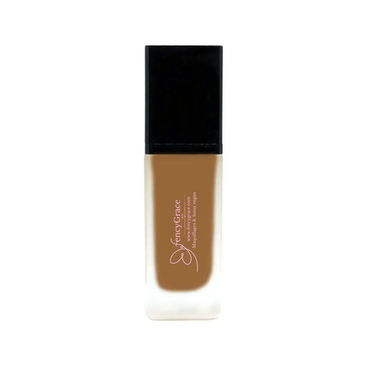 FencyGrace Naomi 128 vegan hydrating foundation bottle for flawless skin, high-end beauty makeup product.