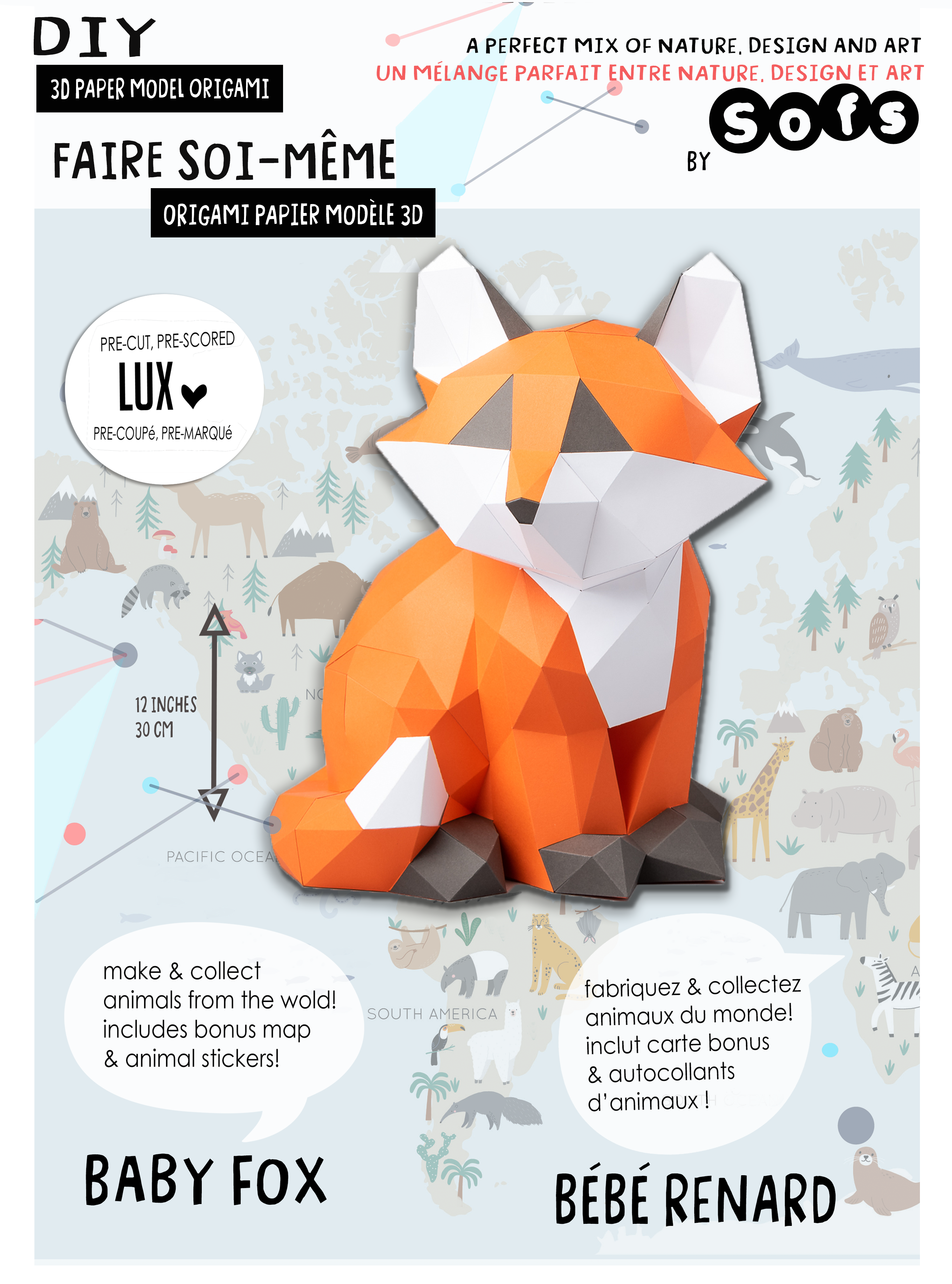 DIY Baby Fox 3D Origami paper model Kit - Www.Shopthatapp.ca