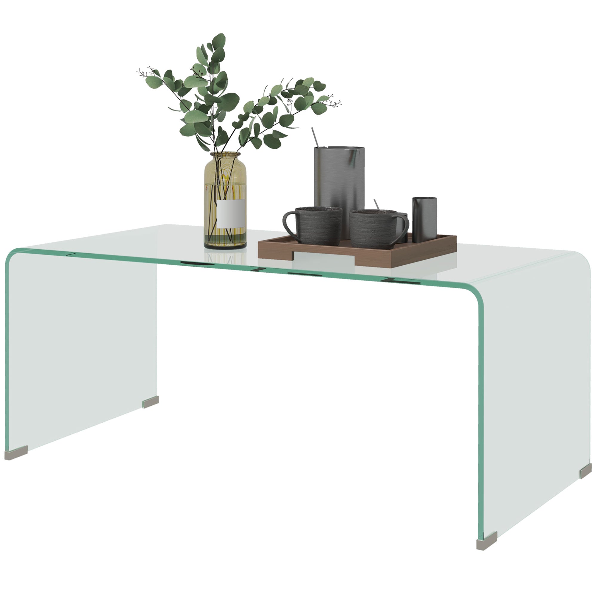 Sage Modern Glass Coffee Table with Safe Rounded Edges - Shopthatapp.ca