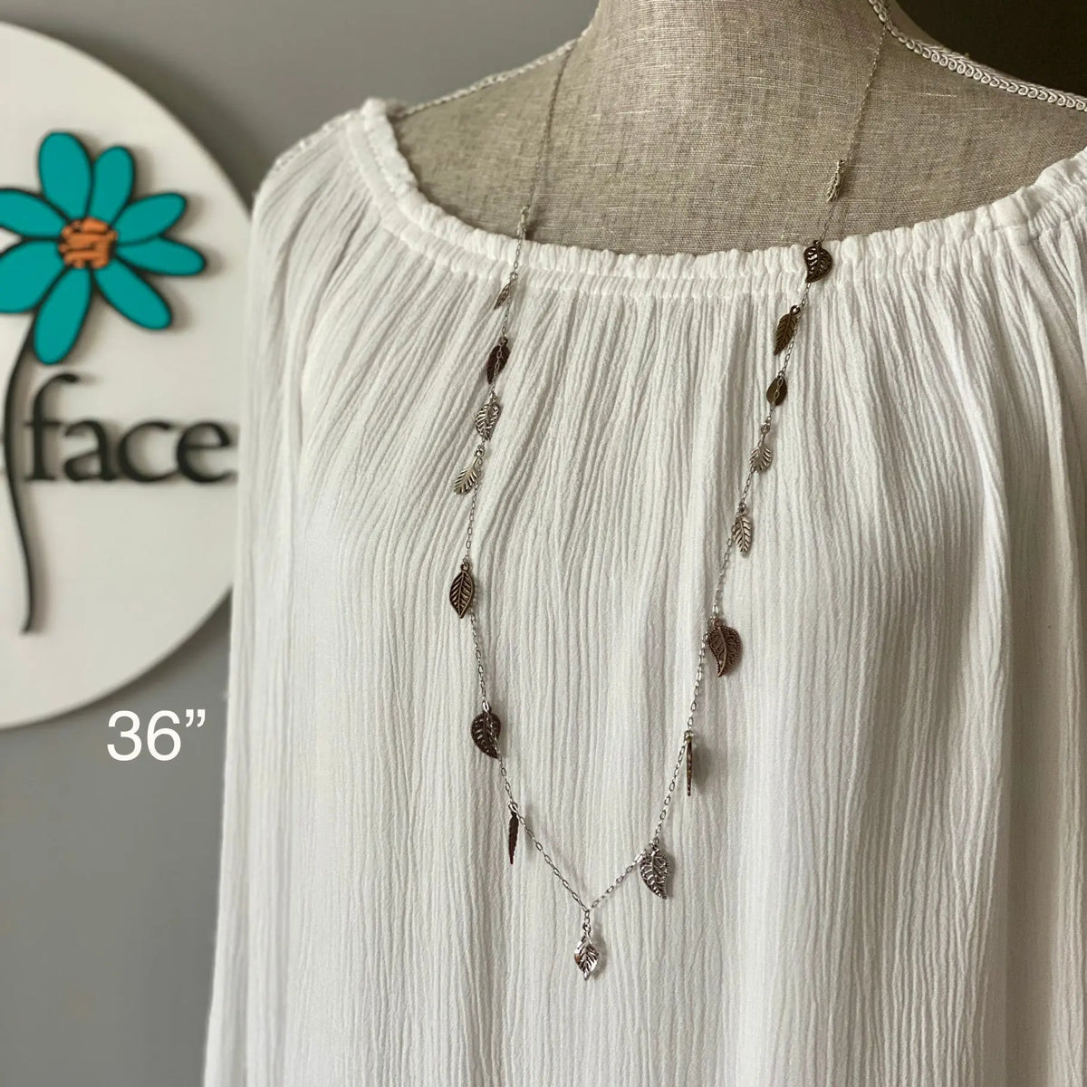 Waterfall Leaf Necklace – Long Layering Chain with Cascading Silver & Mixed Metal Leaves - Shopthatapp.ca