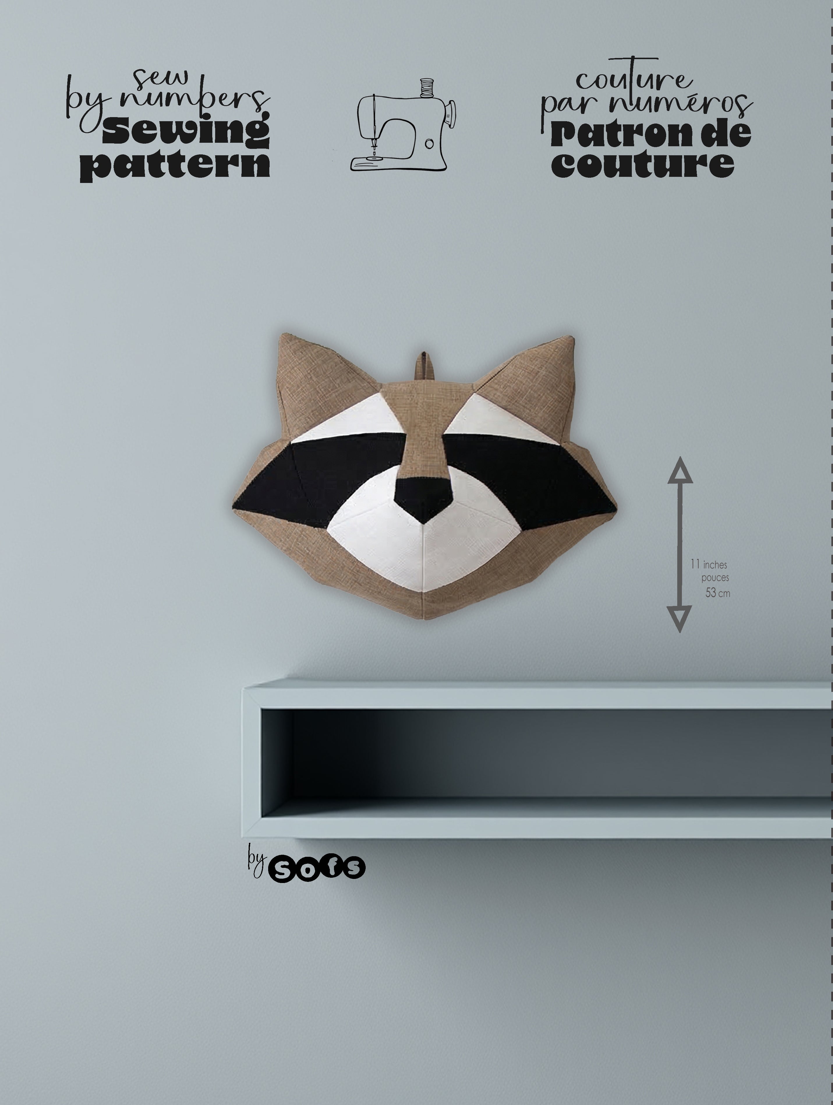 Sewing Patterns Cute Face Raccoon– Sew by Numbers Plush Pattern - Made in Canada - Www.Shopthatapp.ca