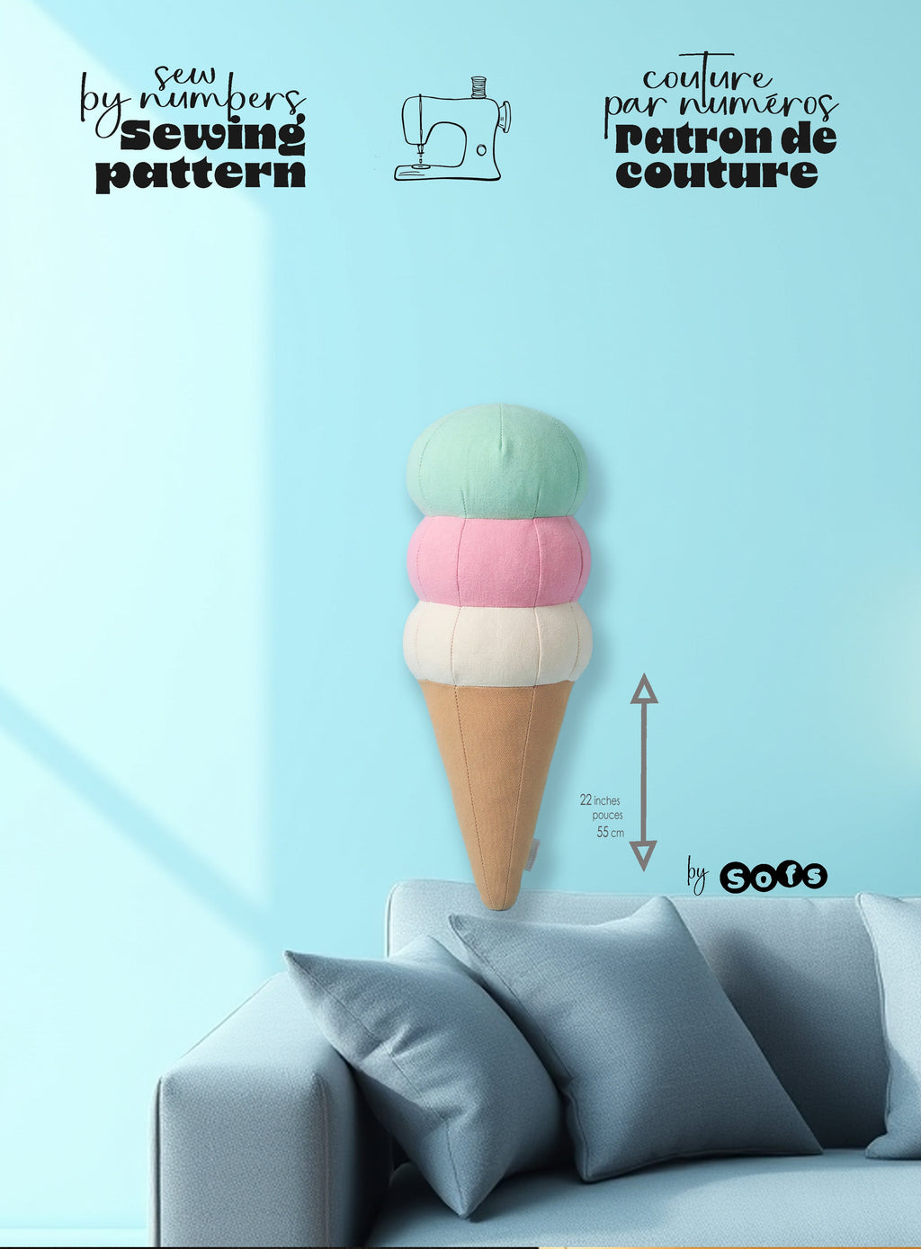 Sewing Patterns Tripple Ice Cream Cone – Sew by Numbers Plush Pattern - Made in Canada - Www.Shopthatapp.ca